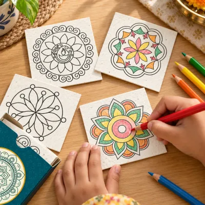 Plantable Rangoli Colouring Cards