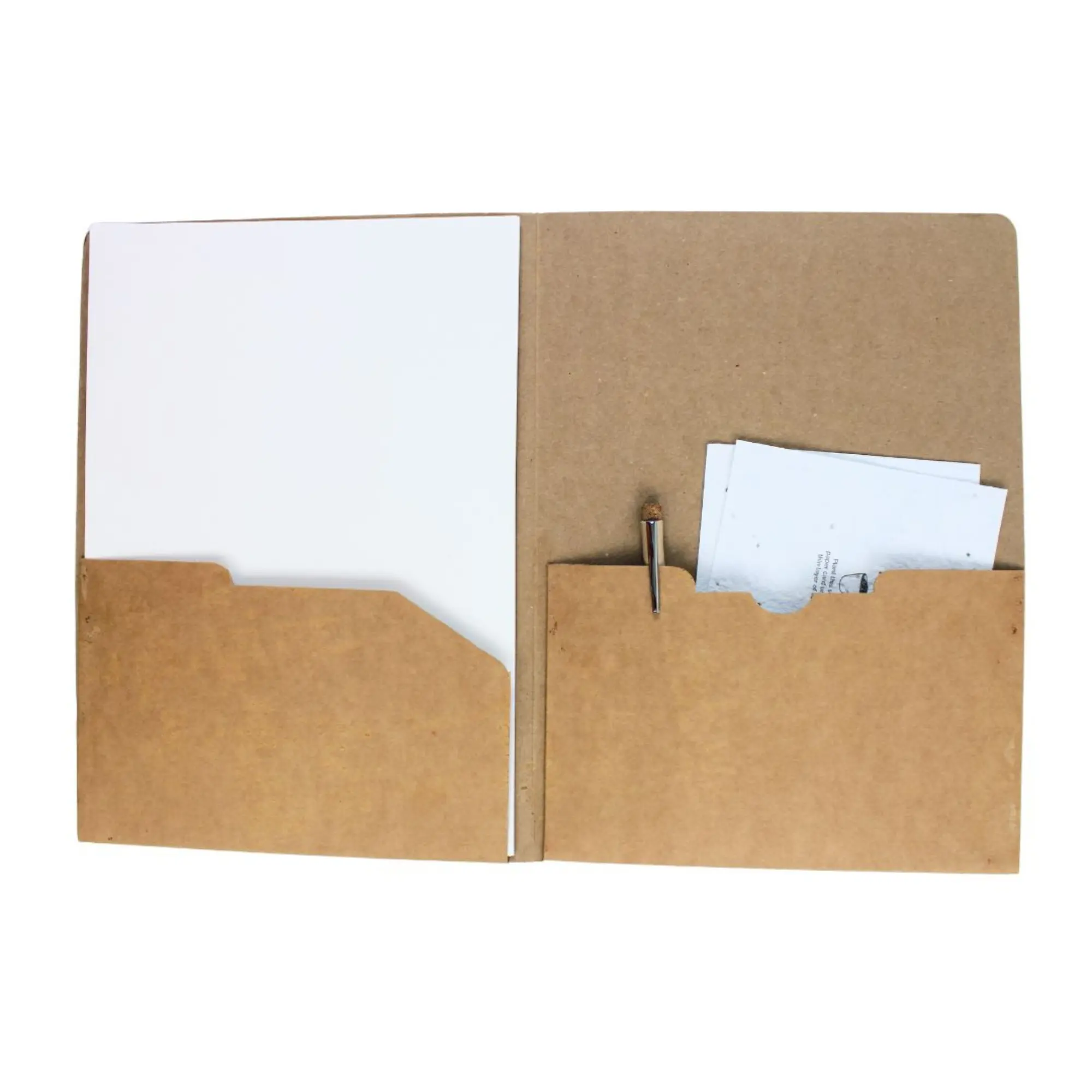 Kraft folder for A4 sheets shown open