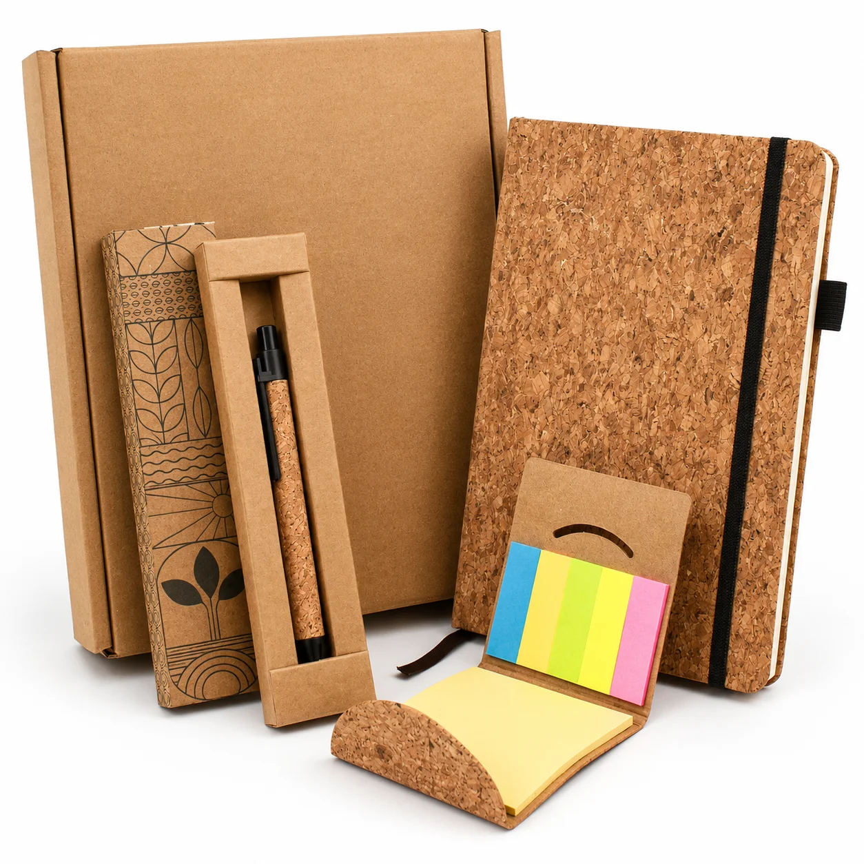 Cork Diary, Pen & Sticky Notes Gift Box