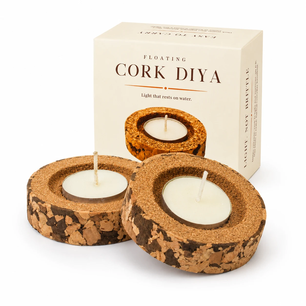 Floating Cork Diya (Set of 2)
