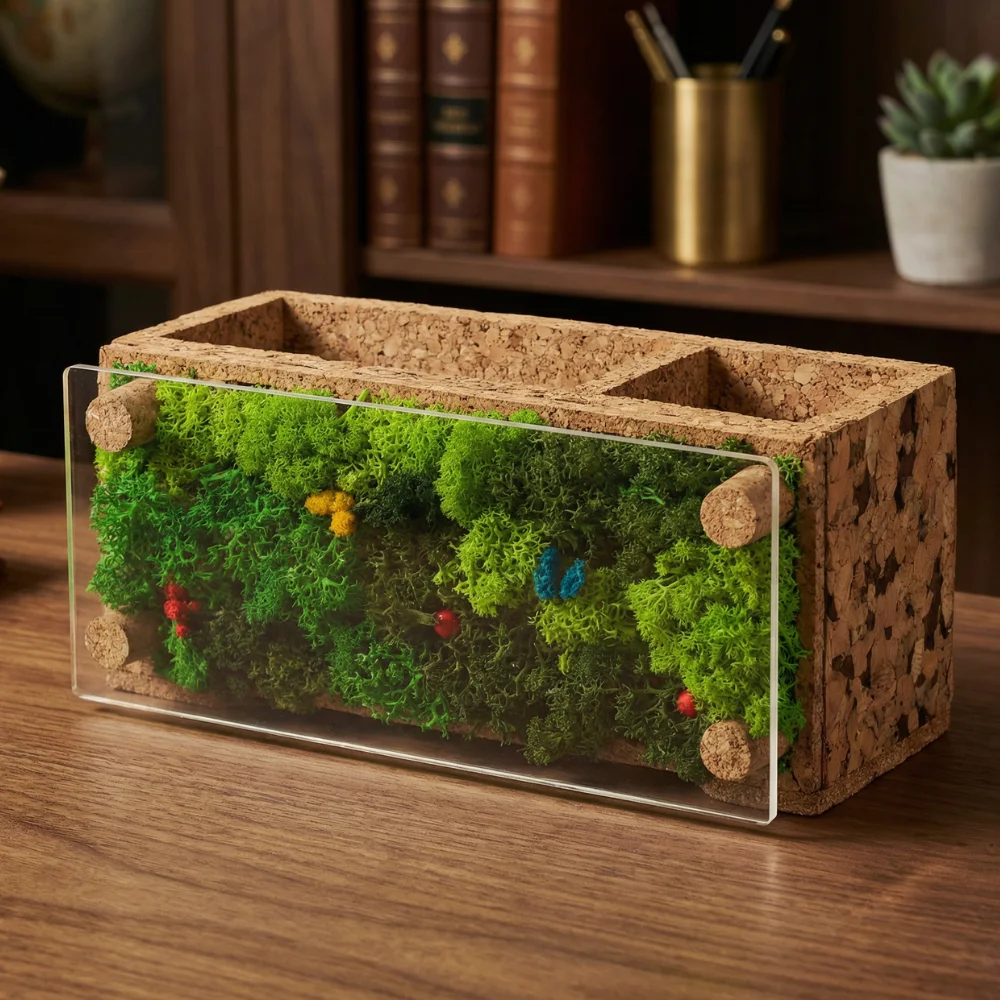 Forest CorkScape Organiser with cork storage and a preserved moss front