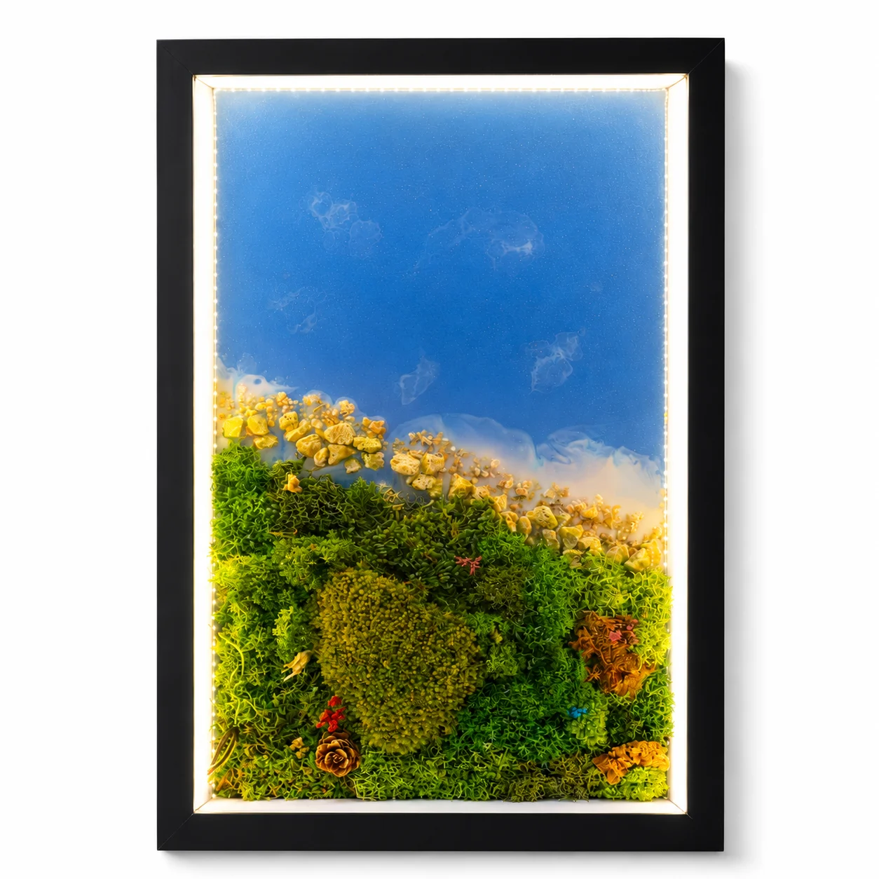 Forest Aqua Covered Lit Frame:12"x18" - Ocean