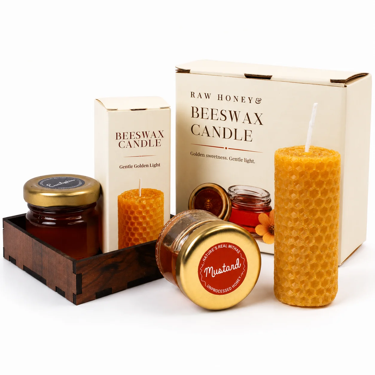 2 Honey + Beeswax candle