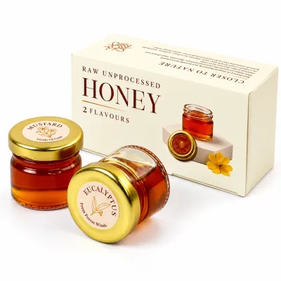 2 mini honey bottles